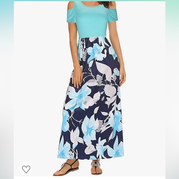 Stylewood short sleeve, cold shoulder floral maxi dress w/ pockets size XX large - Picture 6 of 16